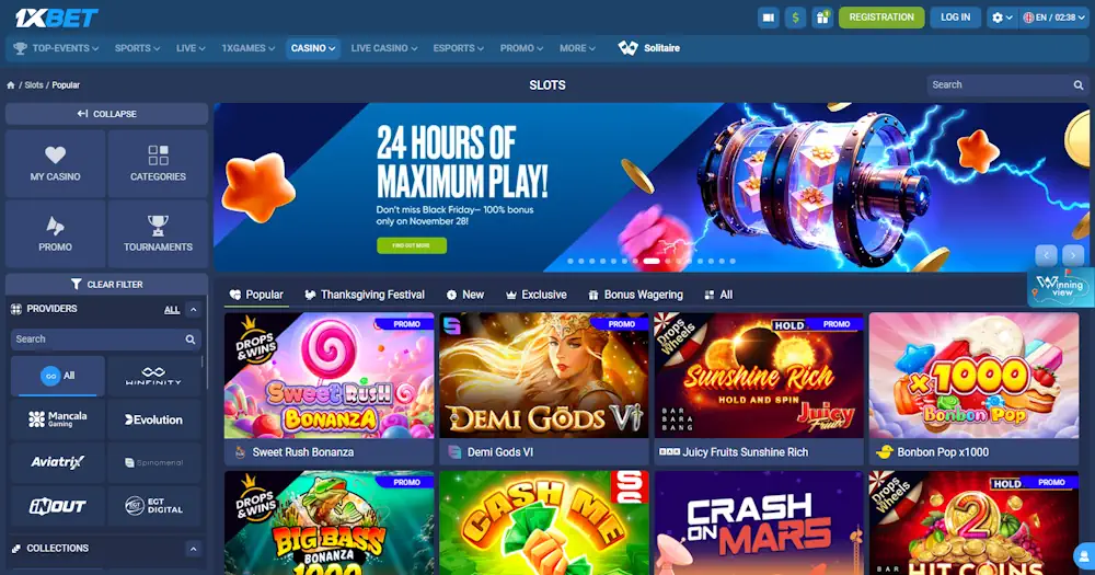 1xBet Casino Slots Screenshot
